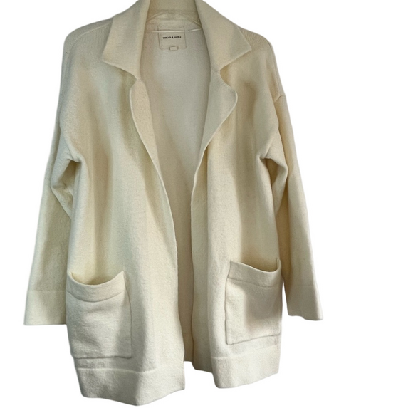 Thread & Supply Sweaters - Thread & Supply Cream Women's Oversized Open Front Sweater Cardigan Coat Pockets